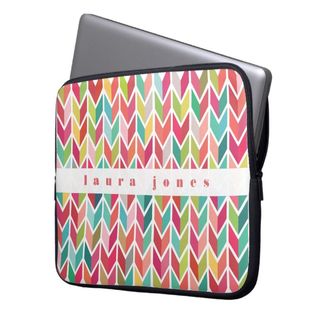 Arrows Pattern Colourful Cutom Personalised Name Laptop Sleeve (Front Left)