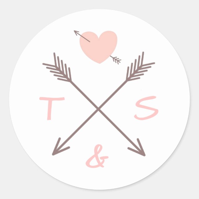 Arrows Pink Heart - Circle Sticker (Front)