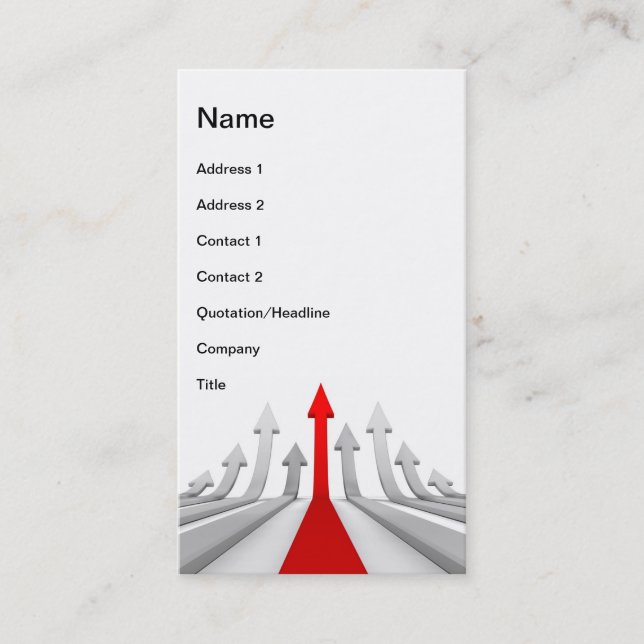 Arrows Race To Success Pointing Upwards Business Card (Front)