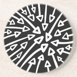 Arrows - White on Black Coaster