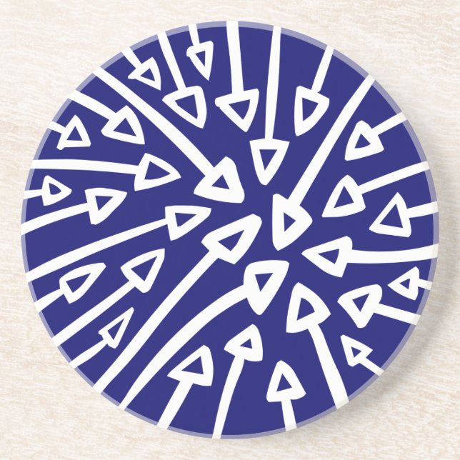 Arrows - White on Deep Navy Coaster (Front)