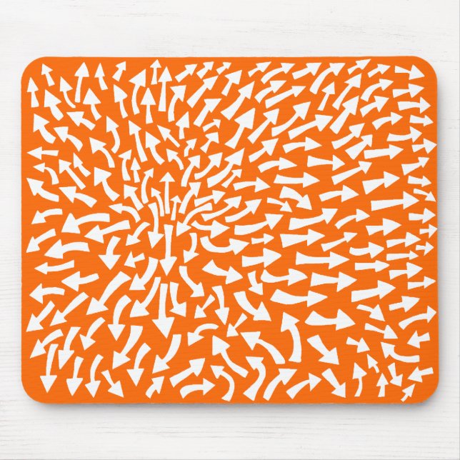 Arrows - White on Orange FF6600 Mouse Pad (Front)