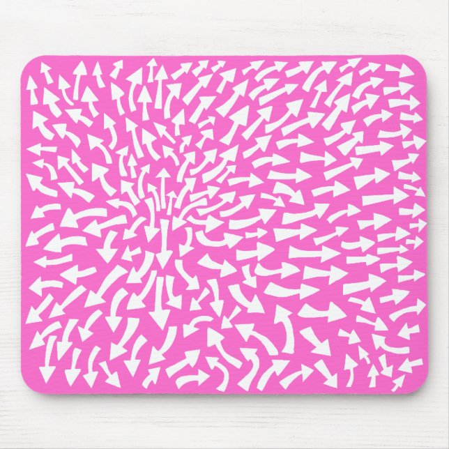 Arrows - White on Pink FF66CC Mouse Pad (Front)