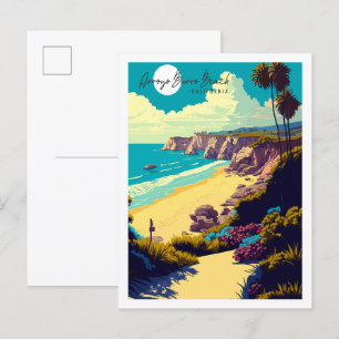 Arroyo Burro Beach California travel illustration Postcard