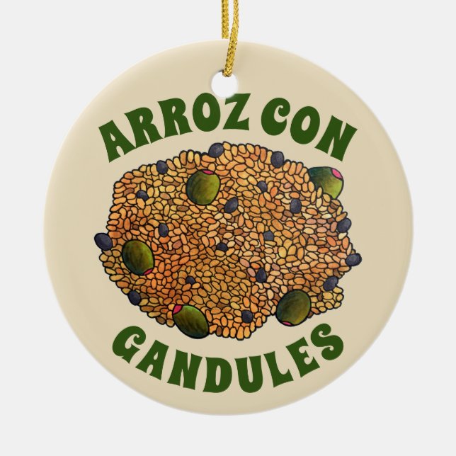 Arroz con Gandules Puerto Rican Food Rice Peas Ceramic Ornament (Front)