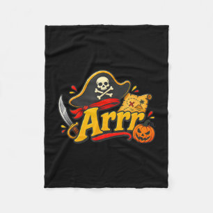 Arrr funny pirate halloween pirate hat pumpkin fleece blanket
