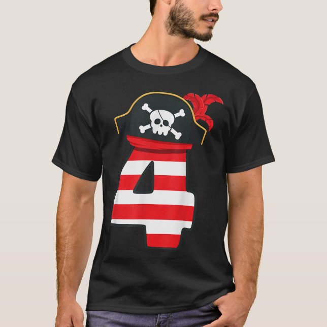 Arrr I'M 4 Cool Pirate Theme 4Th Birthday Party  T-Shirt (Front)