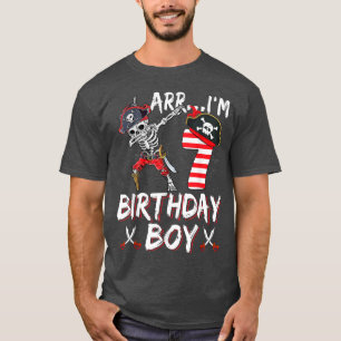 Arrr I'm 7 Birthday 7th Dabbing Skeleton Pirate Fo T-Shirt