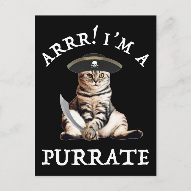 Arrr! I'm A Purrate Postcard (Front)