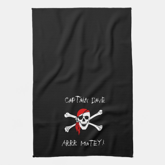 ARRR Matey Personalised Pirate   Tea Towel (Vertical)