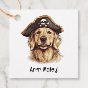 Arrr Matey Pirate Golden Retriever Dog Skull Favour Tags