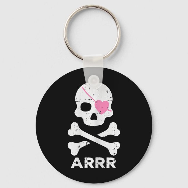 Arrr Pirate Heart Eyepatch Halloween Women Toddler Key Ring (Front)
