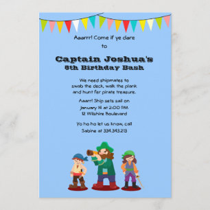 Arrr! Pirates Birthday Party Custom Invitation
