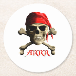 ARRR Talk Like A Pirate Jolly Roger Round Paper Coaster