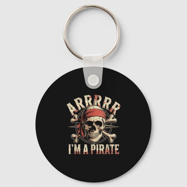 Arrrr a pirate funny skull crossbones halloween key ring (Front)