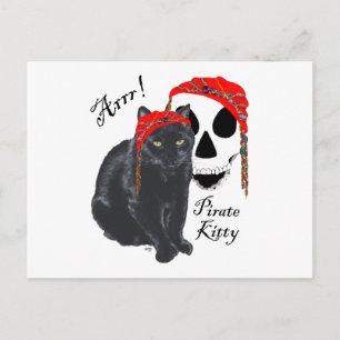 Arrrr! Black Cat Pirate Kitty Postcard