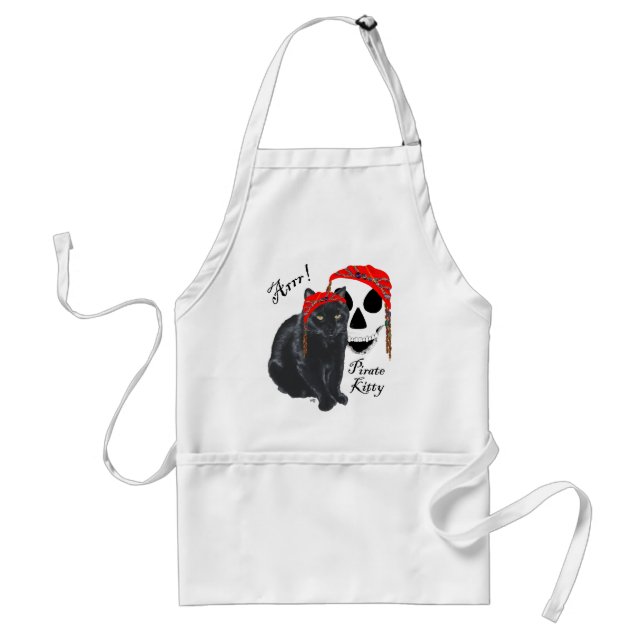 Arrrr!  Black Cat Pirate Kitty Standard Apron (Front)