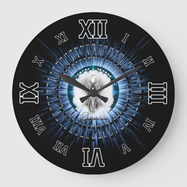 Arsencia Ethereal Silver Light Fractal Art Large Clock (Front)