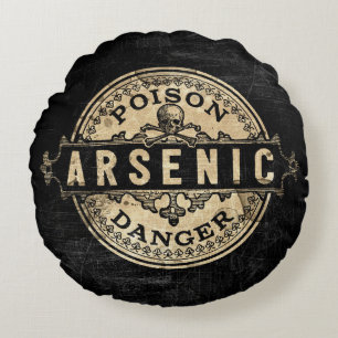 Arsenic Vintage Style Poison Label Round Cushion