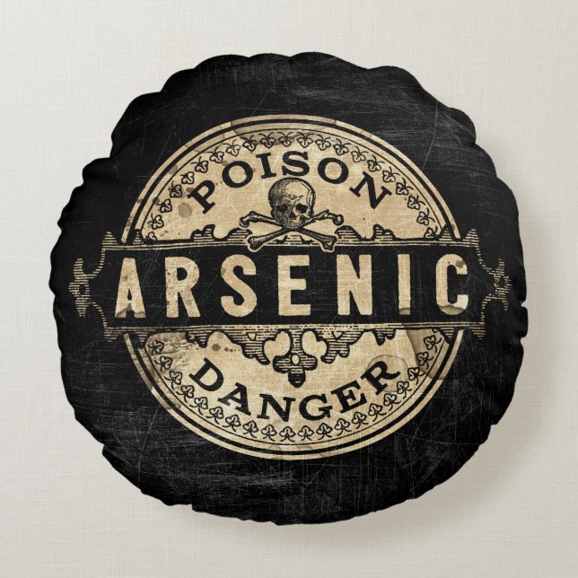 Arsenic Vintage Style Poison Label Round Cushion (Front)