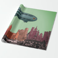 ART 1930'S BLIMP NEW YORK CITY SKYLINE YOUR TEXT