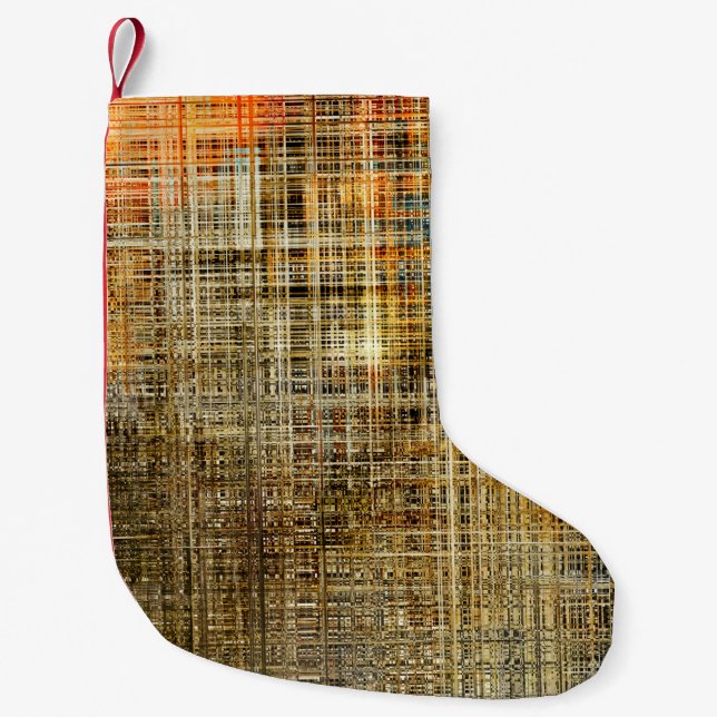 Art abstract colourful geometric intersection back small christmas stocking (Front)