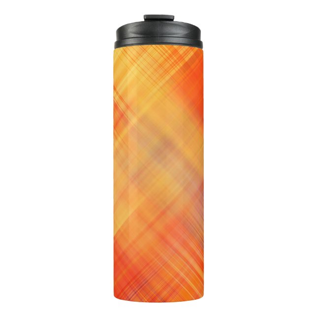 art abstract geometric diagonal lines pattern, blu thermal tumbler (Front)