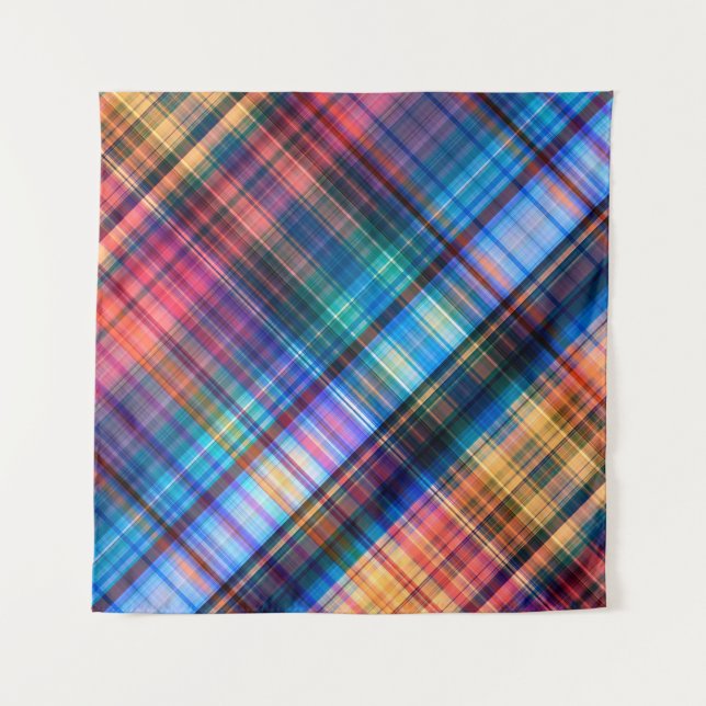 art abstract geometric diagonal pattern rainbow ba tapestry (Front)