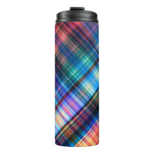 art abstract geometric diagonal pattern rainbow ba thermal tumbler