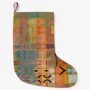art abstract geometric horizontal stripes pattern small christmas stocking