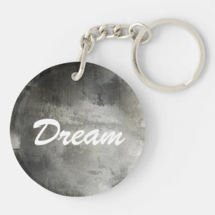 art abstract grunge black and white textured key ring