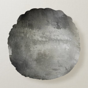 art abstract grunge black and white textured round cushion