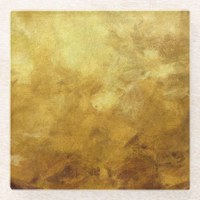 art abstract painted background in golden colour glass coaster (Front)