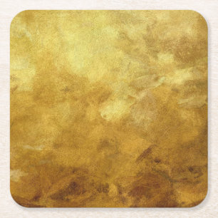 art abstract painted background in golden colour square paper coaster