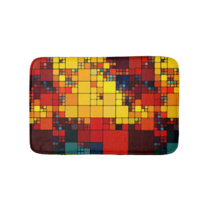 Art abstract vibrant rainbow geometric pattern bath mat