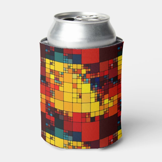 Art abstract vibrant rainbow geometric pattern can cooler (Can Front)