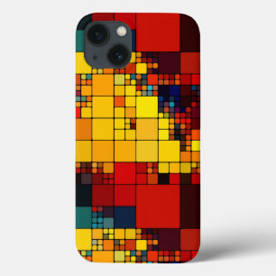 Art abstract vibrant rainbow geometric pattern iPhone 13 case