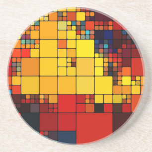 Art abstract vibrant rainbow geometric pattern coaster