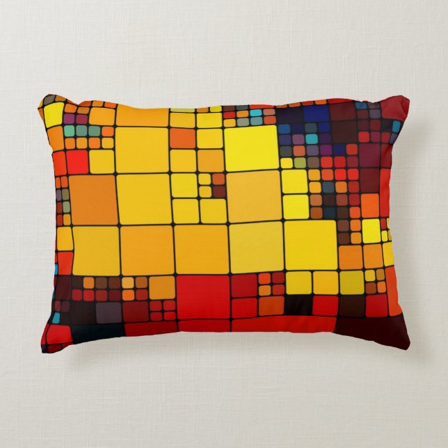 Art abstract vibrant rainbow geometric pattern decorative cushion (Front)