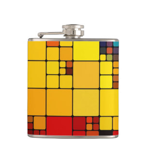 Art abstract vibrant rainbow geometric pattern hip flask