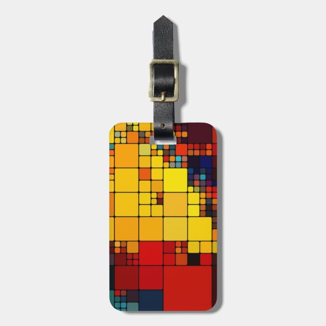 Art abstract vibrant rainbow geometric pattern luggage tag (Front Vertical)