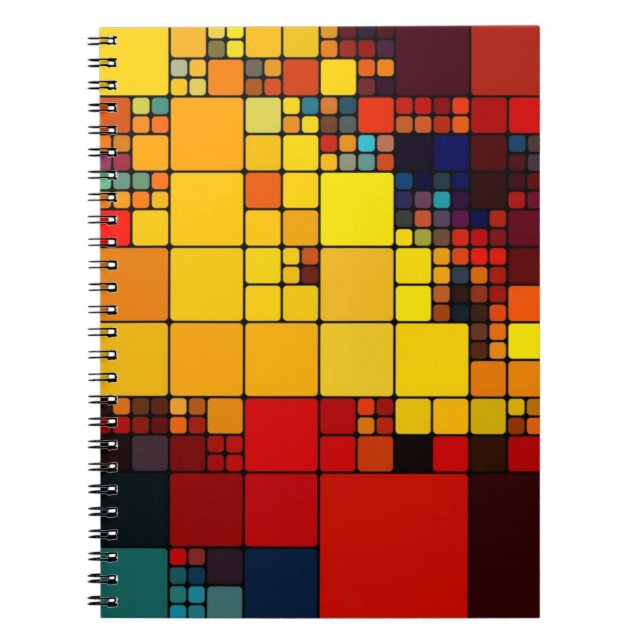 Art abstract vibrant rainbow geometric pattern notebook (Front)