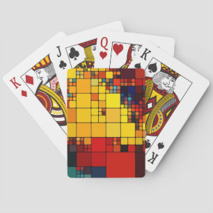 Art abstract vibrant rainbow geometric pattern playing cards