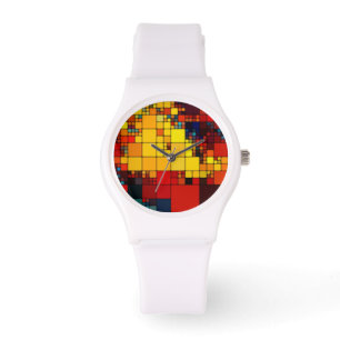 Art abstract vibrant rainbow geometric pattern watch