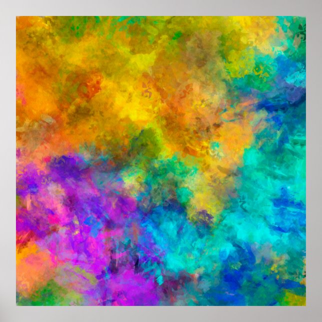 art abstract vibrant rainbow painted background wi poster (Front)