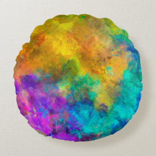 art abstract vibrant rainbow painted background wi round cushion