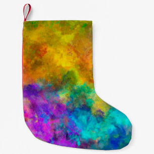 art abstract vibrant rainbow painted background wi small christmas stocking