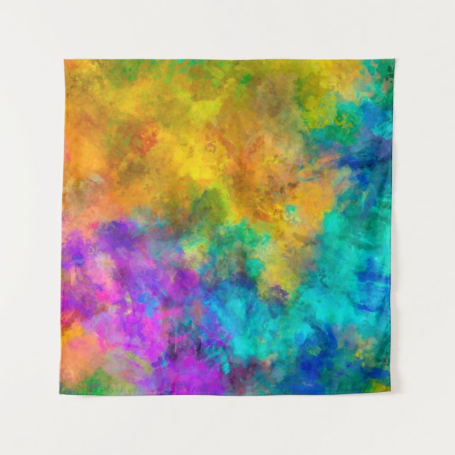 art abstract vibrant rainbow painted background wi tapestry (Front)