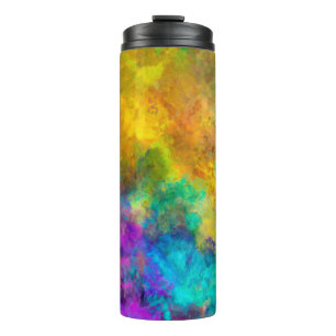 art abstract vibrant rainbow painted background wi thermal tumbler