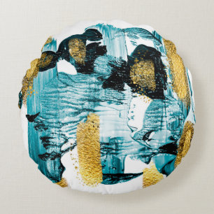 Art and Gold. Trendy colour with golden paint and Round Cushion